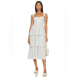 Who What Wear White Tiered Midi Dress